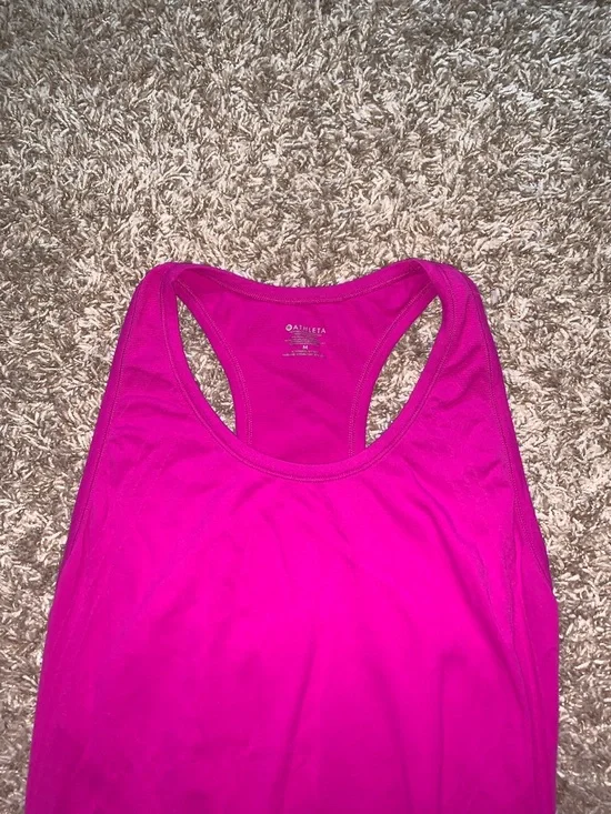 Athleta Women’s Fuchsia Racerback Fitted Ruched Performance Workout Tank Top - Picture 3 of 8